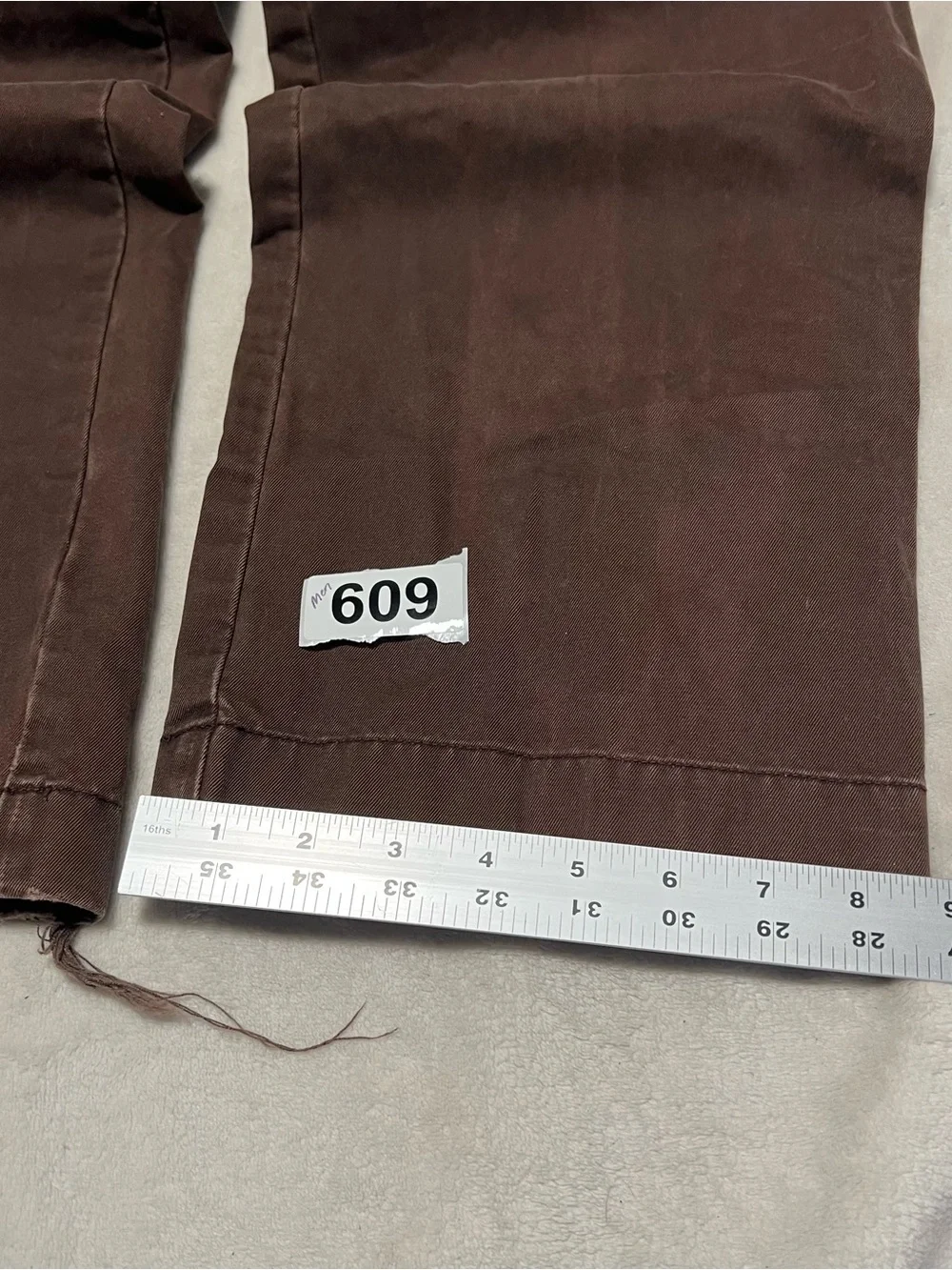 Vtg J.Crew Men Straight Leg Flat Front Frayed Hem Chino Pants Brown Sz 34x32